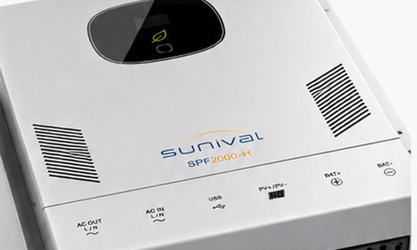 Close-up of the Sunival inverter panel and connections